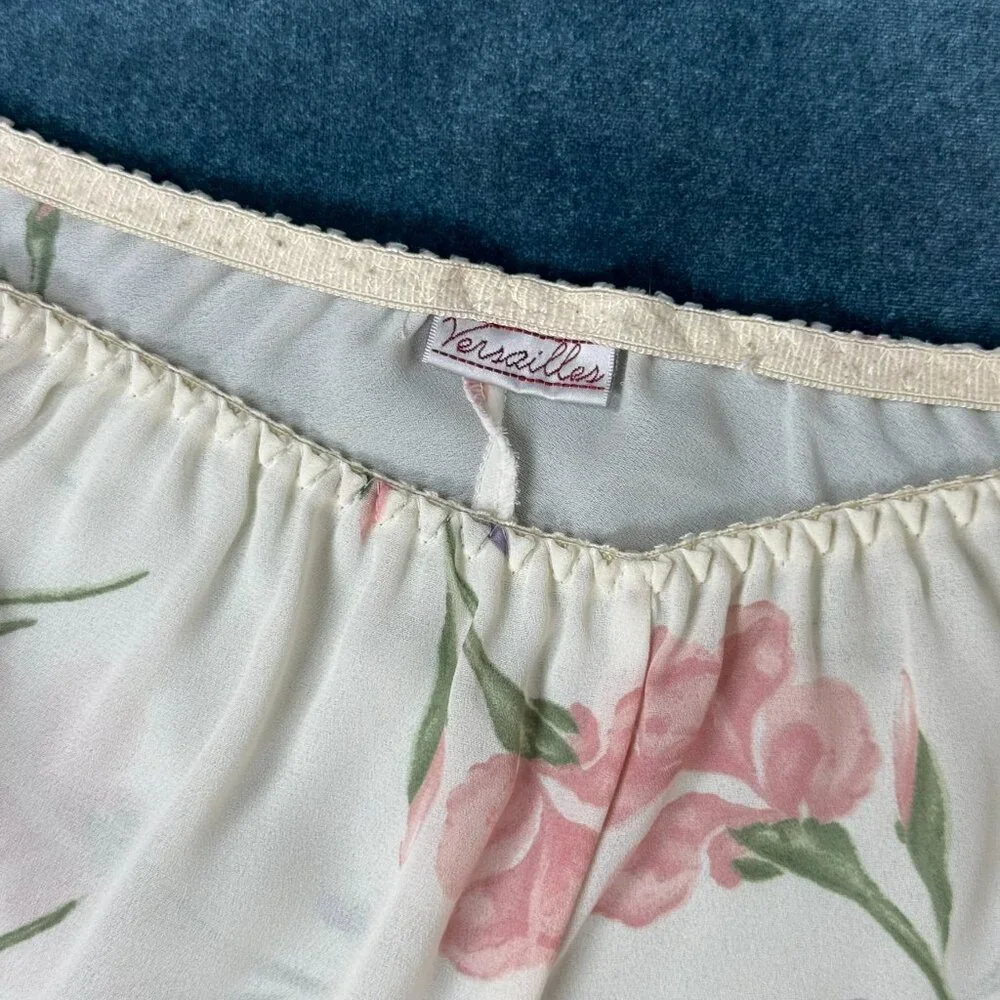 Vintage 90s Versailles Floral Two-Piece Sheer Cami & Tap Shorts Set Medium - Picture 5 of 7